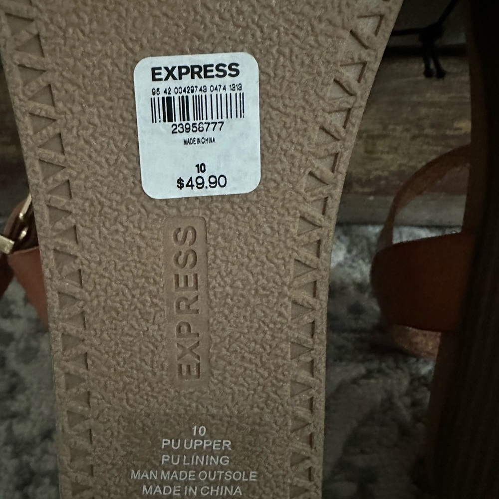 Women’s Express Size 10 Brown Back Strap Sandals - Picture 6 of 7